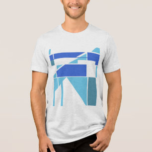 T-shirt En Tri-matière Conception de l'apparence MCM géométrique Turquois