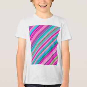 T-shirt En Tri-matière Conception de motif à rayures arc-en-ciel vibrant