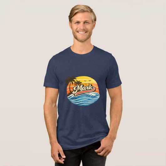 T-shirt En Tri-matière Conception de nom de rétro coucher de soleil Mark (Recto plein)