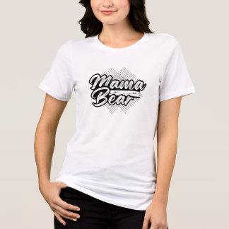 T-shirt En Tri-matière Conception d'ours maman mignonne en noir et blanc