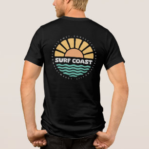 T-shirt En Tri-matière Conception Rétro de Plage au Coucher du Soleil sur