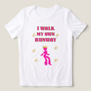 T-SHIRT EN TRI-MATIÈRE CONFIANCE, JE MARCHE MODELE FEMME ROSE BLANC