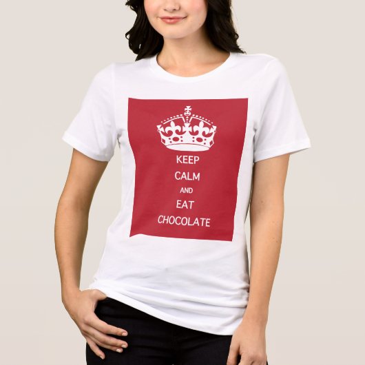 T-SHIRT EN TRI-MATIÈRE CONSERVEZ LE CHOCOLAT DE MANGE CALME (Recto)