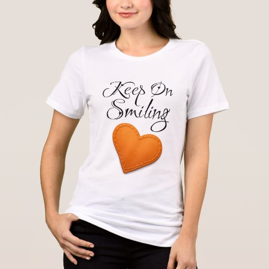 T-shirt En Tri-matière Continuez à sourire avec un coeur orange brillant (Recto)