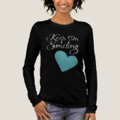 T-shirt En Tri-matière Continuez à sourire, le coeur Turquoise en noir (Recto)
