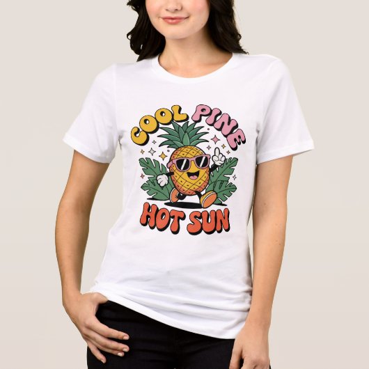T-shirt En Tri-matière Cool Pine Hot Sun Retro Pineapple Summer Vibes (Recto)