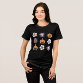 T-shirt En Tri-matière Coquette Halloween Citrouille Fleurs crânes (Recto plein)