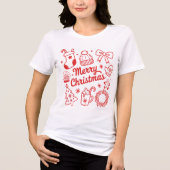 T-shirt En Tri-matière Coquette Merry Christmas Doodles Tree Bow (Recto)