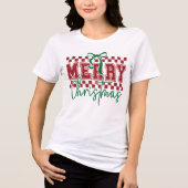 T-shirt En Tri-matière Coquette Retro Merry Christmas Trendy Typography (Recto)