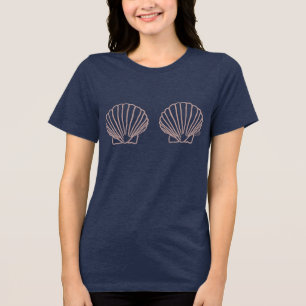 T-shirt En Tri-matière Coquilles de Clam Dessinées à la Main avec une Tou