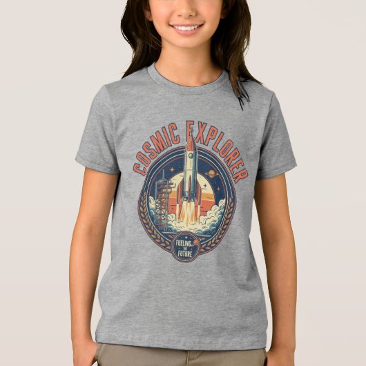 T-shirt En Tri-matière Cosmic Explorer Rocket Ship Future Space  (Recto)