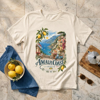 T-shirt En Tri-matière Côte Amalfitaine Italie Vintage Méditerranée Été