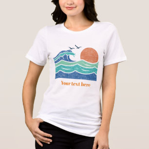 T-shirt En Tri-matière Coucher de soleil rétro et océan Je chevauche les 