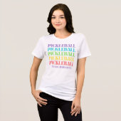 T-shirt En Tri-matière Couleur arc-en-arc rétro Pickleball (Recto plein)