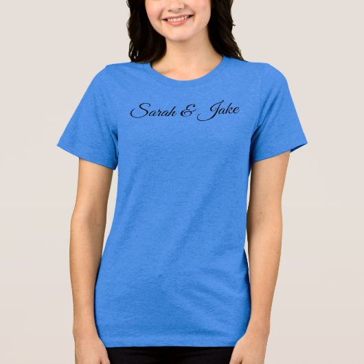 T-shirt En Tri-matière Couple doux en bleu (Recto)