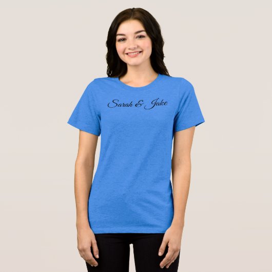 T-shirt En Tri-matière Couple doux en bleu (Recto plein)