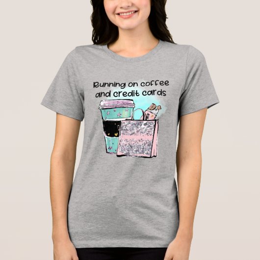 T-shirt En Tri-matière Courir sur le café et les cartes de crédit (Recto)
