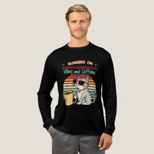 T-shirt En Tri-matière Courir sur Vibes et Caféine - Cool Cat Retro