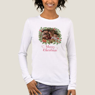 T-shirt En Tri-matière Couronne de Noël personnalisée avec photo de famil