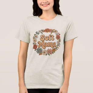 T-shirt En Tri-matière Couronne florale rétro "Maman douce" Typographie g