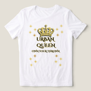 T-SHIRT EN TRI-MATIÈRE COURONNEZ LA REINE BLANC NOIR GRAPHIQUE FEMMES