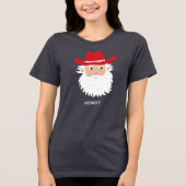 T-shirt En Tri-matière Cowboy Santa Claus Custom Text Christmas (Recto)