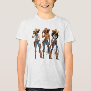 T-shirt En Tri-matière Cowgirl Western Pays Texas Rodeo Black Africain
