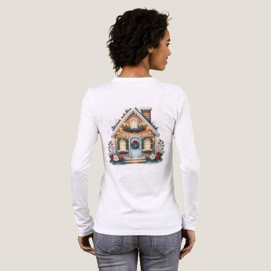 T-shirt En Tri-matière Cozy Gingerbread House Holiday Illustration Back (Verso complet)
