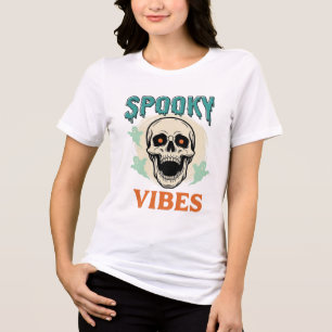 T-shirt En Tri-matière Crâne d'Halloween Vibes Étranges Horreur Vintage_1