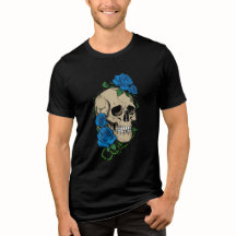 Crâne gothique avec Roses bleus | Sombre esthétiqu