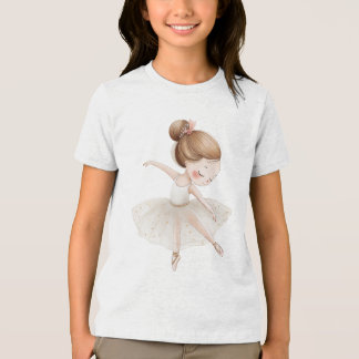 T-shirt En Tri-matière Cream Gold Star Ballerina Watercolor Little Girl