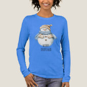 T-shirt En Tri-matière Crème Bleue Blanc Snowman Noël (Recto)