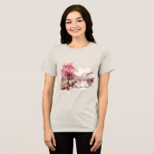 T-shirt En Tri-matière Crème bordeaux Arbres roses (Recto plein)
