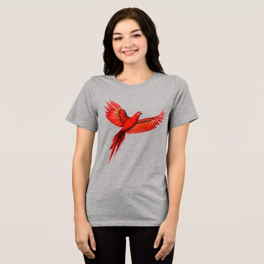 T-shirt En Tri-matière Crimson Macaw / Red Parrot en vol (Recto plein)