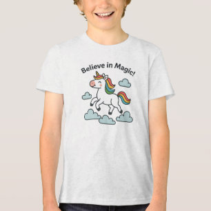 T-shirt En Tri-matière Croire dans la Licorne Arc-en-Ciel Magique Design