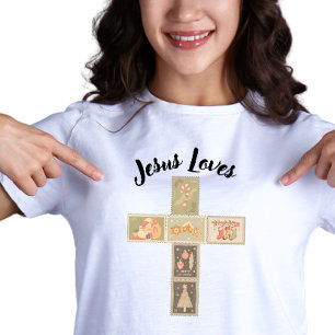 T-shirt En Tri-matière Croix de timbres-poste de Noël vintage