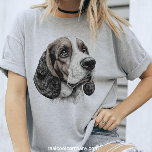 T-shirt En Tri-matière Croquis Adorable de Basset Hound pour Amoureux de 
