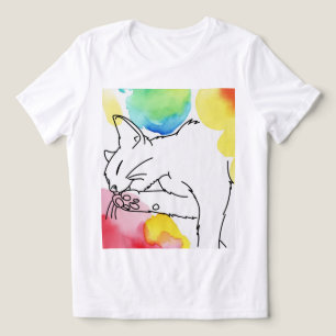 T-shirt En Tri-matière Croquis de chat coloré