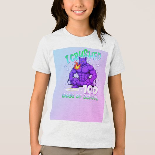 T-shirt En Tri-matière Crushed 100 Days of School–funny cat (Recto)