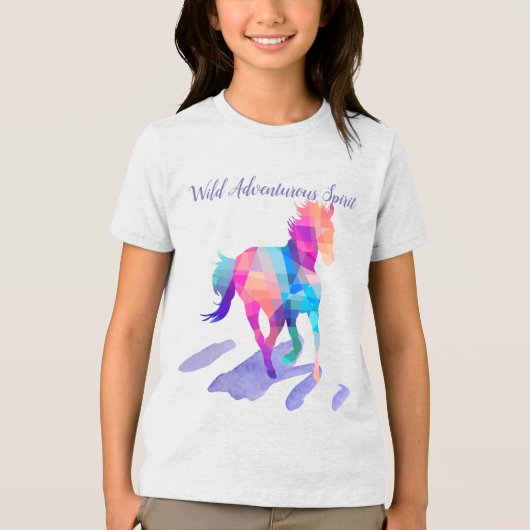 T-shirt En Tri-matière Cubisme arc-en-ciel courir Cheval sauvage (Recto)