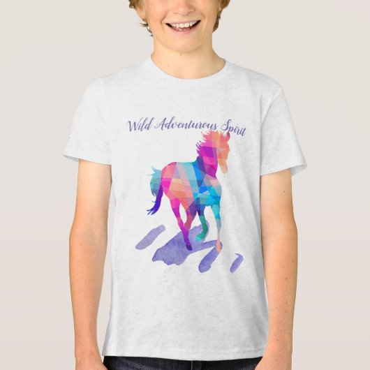 T-shirt En Tri-matière Cubisme arc-en-ciel courir Cheval sauvage (Recto)