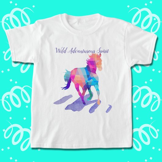 T-shirt En Tri-matière Cubisme arc-en-ciel courir Cheval sauvage