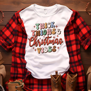 T-shirt En Tri-matière Cuisses Épaisses Rétro et Vibrations de Noël Fêtes
