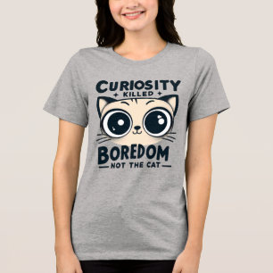 T-shirt En Tri-matière Curiosité tue l'ennui, pas le chat - mignon chat D