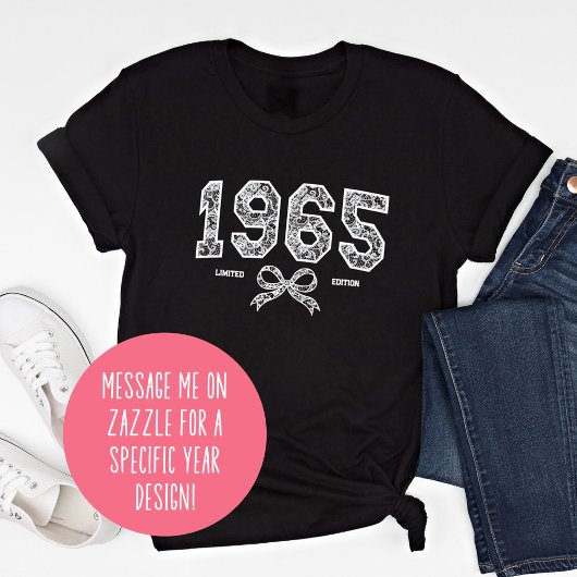 T-shirt En Tri-matière Custom 60th Birthday 1965 Lace Coquette Bow