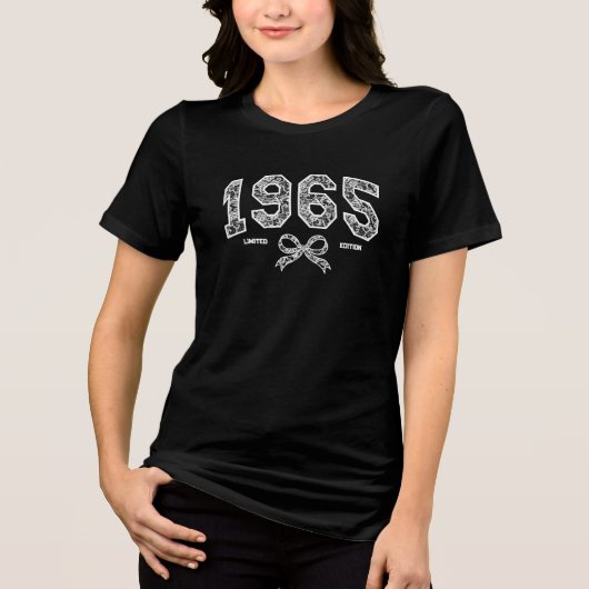T-shirt En Tri-matière Custom 60th Birthday 1965 Lace Coquette Bow (Recto)