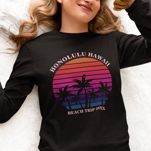T-shirt En Tri-matière Custom Beach Trip Tropical Long Sleeve Women's