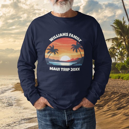 T-shirt En Tri-matière Custom Maui Trip Sunrise Palm Trees Long Sleeve