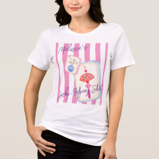 T-shirt En Tri-matière Custom Preppy Mahjong Pink Stripes Game Night