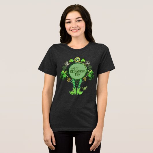 T-shirt En Tri-matière Custom St. Patrick's Day Bird Shamrock Noir (Recto plein)
